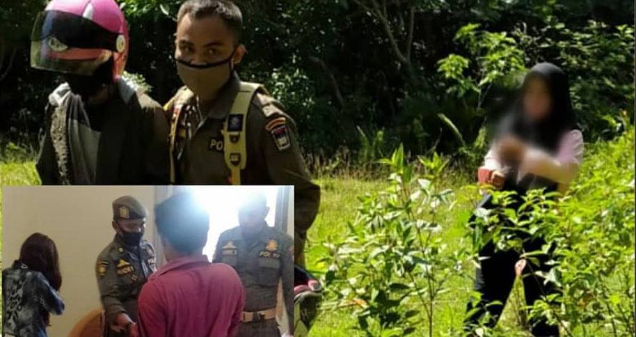 Pasangan Dimabuk Asmara Diciduk Satpol PP Padang di Semak Belukar