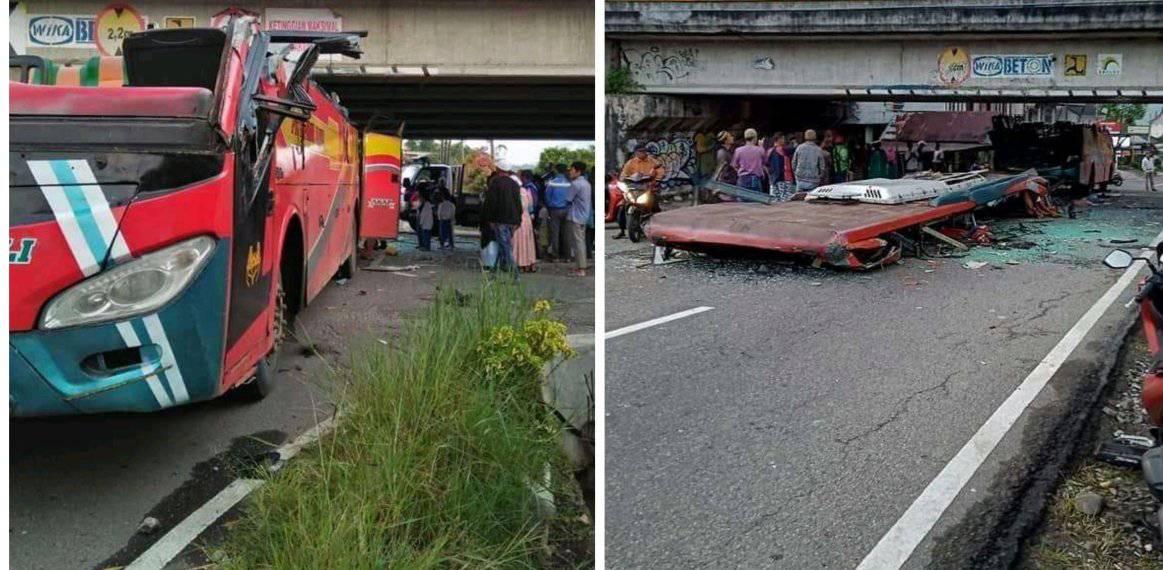 Kecelakaan Tragis di Jembatan Layang Padang Panjang, Atap Bus Sipirok Nauli Copot, 17 Penumpang Luka Luka