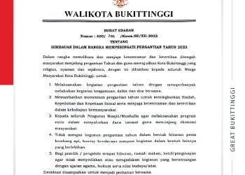 Ini Surat Edaran Walikota Bukittinggi Terkait Pergantian Tahun
