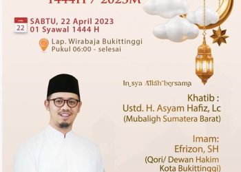 H. Asyam Hafiz, Khatib Shalat Idul Fitri 1444 di Lapangan Wirabraja Bukittinggi