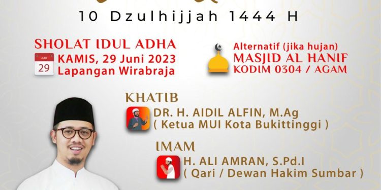 Dr. H. Aidil Alfin, M.Ag, Khatib Shalat Idul Adha 1444 di Bukittinggi