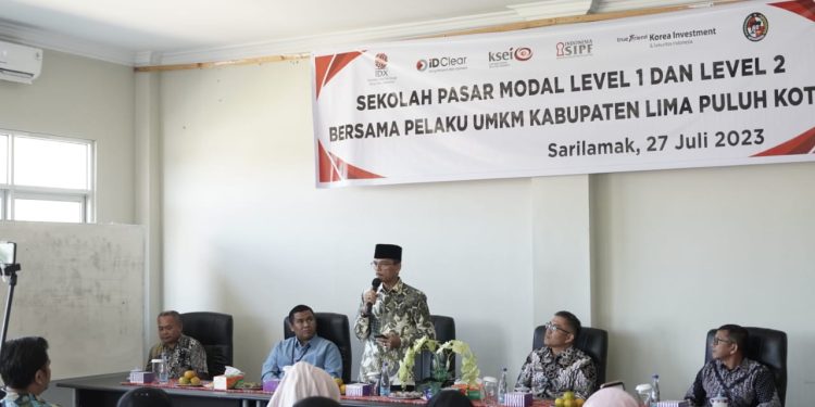 Dibuka Bupati, Puluhan UMKM Binaan Disperdagkop UKM Limapuluh Kota Ikuti Sosialisasi dan Edukasi Pasar Modal BEI Sumbar