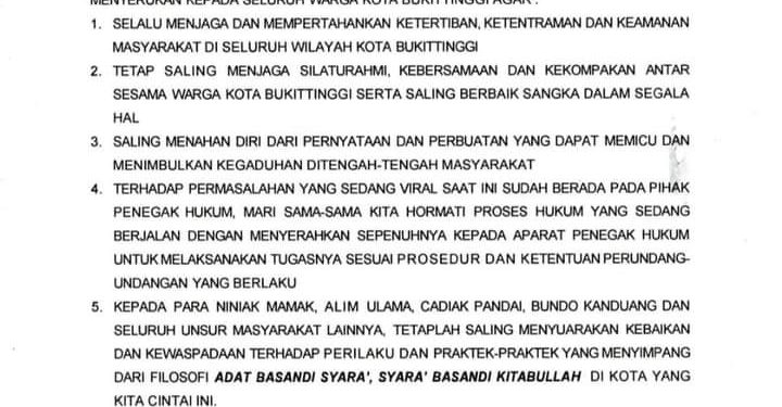 Himbauan Bersama di Kota Bukittinggi Menyikapi Situasi Kondisi Terkini