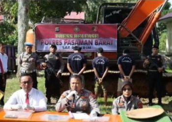 Polres Pasaman Barat Berhasil Menangkap Tiga Pelaku Tambang Emas Ilegal di Lubuk Bakar