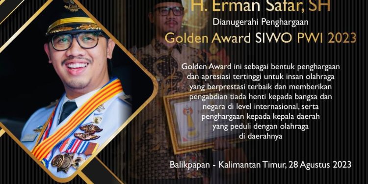 Peduli Olahraga, Erman Safar Satu-satunya Walikota di Sumbar Peraih Golden Award SiWO