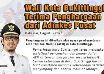 Wali Kota Bukittinggi Terima Penghargaan Dalam Upaya pemberantasan ATM