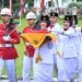 Diwarnai Hujan Upacara Penurunan Bendera Merah Putih di Istana Gubernur Sumbar Tetap Khidmat