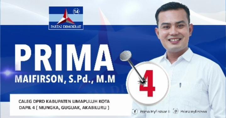 Prima Maifirson, S.Pd., M.M, Duta Pemuda Indonesia asal Limapuluh kota yang Memilih ‘Bertarung’ di Jalur Legislatif
