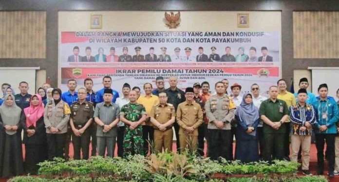 Pemko Payakumbuh Gelar Ikrar Pemilu Damai Tahun 2024 Hasil Inisiasi Kodim 0306/50 Kota