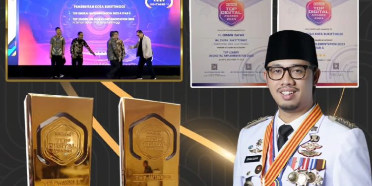Wako Erman Safar dan Pemko Bukittinggi Terima Penghargaan Bergengsi Nasional TOP DIGITAL Awards 2023