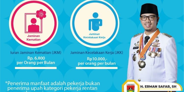 Wali Kota Erman Safar Berikan Jaminan Sosial Ketenagakerjaan Untuk 2918 Warga