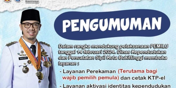 Pemko Bukittinggi Keluarkan Pengumuman terkait Pelayanan Pemilu 2024