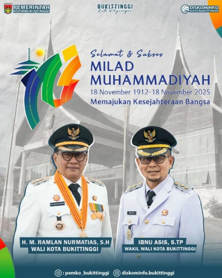 Pemko Bukittinggi Ucapkan Selamat Milad ke-113 kepada Muhammadiyah