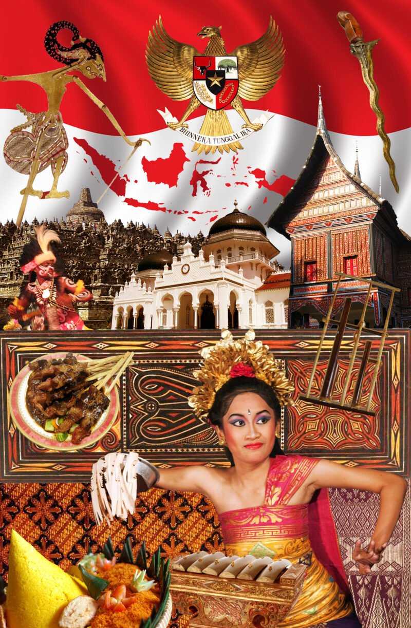 Musisi Jalanan Payakumbuh Raih Juara Terbuka di TikTok. (Foto: Ilustrasi. (Foto: Tari_Pendet.jpg: Christopher Michel from San Francisco, USA
Garuda Pancasila.jpg : Gunkarta
Borobudur-Nothwest-view.jpg: Gunkarta
TMII Rumah Gadang West Sumatra.JPG : Gunkarta
Sate Hati Kambing.JPG: Gunkarta
Papuan Dance from Yapen.jpg: Gunkarta
COLLECTIE TROPENMUSEUM Papieren wajangpop voorstellende Arjuna (kinderspeelgoed) TMnr 809-46c.jpg :Tropenmuseum
COLLECTIE TROPENMUSEUM Metallofoon met zes toetsen onderdeel van gamelan Semar Pagulingan TMnr 1340-34.jpg :Tropenmuseum
COLLECTIE TROPENMUSEUM Kris zonder schede TMnr A-3443.jpg:Tropenmuseum
COLLECTIE TROPENMUSEUM Langwerpige houten plank versierd met uitgesneden en beschilderde motieven TMnr 4117-38.jpg:Tropenmuseum
COLLECTIE TROPENMUSEUM Katoenen wikkelrok met geometrisch patroon TMnr 5713-2.jpg:Tropenmuseum
Meuseujid Raya Bayturrahman.JPG:Si Gam Acèh
Angklung.jpg:Original uploader was M0ffia at nl.wikipedia
Nasi Kuning.jpg:miss_yasmina
Bamboofabric.gif:Peggy Reeves Sanday
derivative work: Gunkarta/CC BY 2.0))